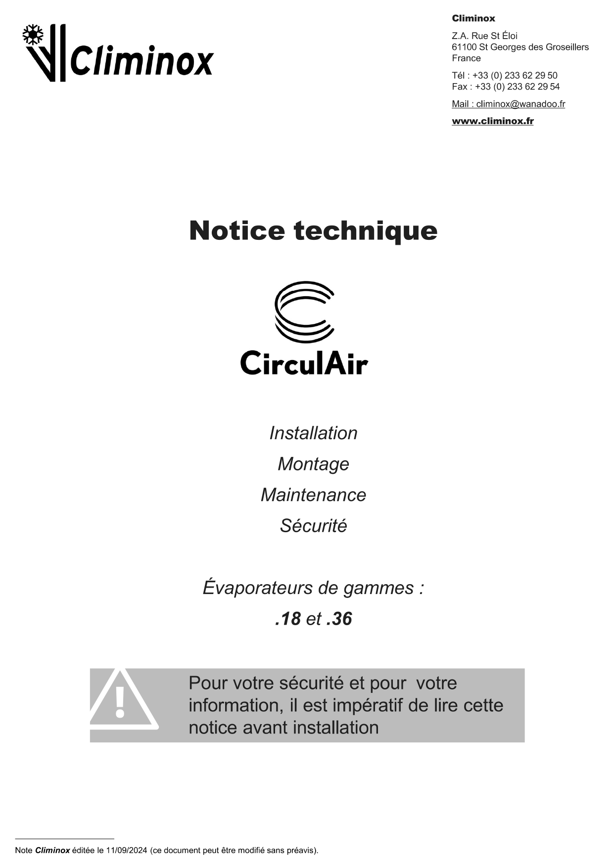 Notice CirculAir 18-36